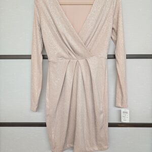 Windsor Shimmering Long Sleeve Dress in Cream